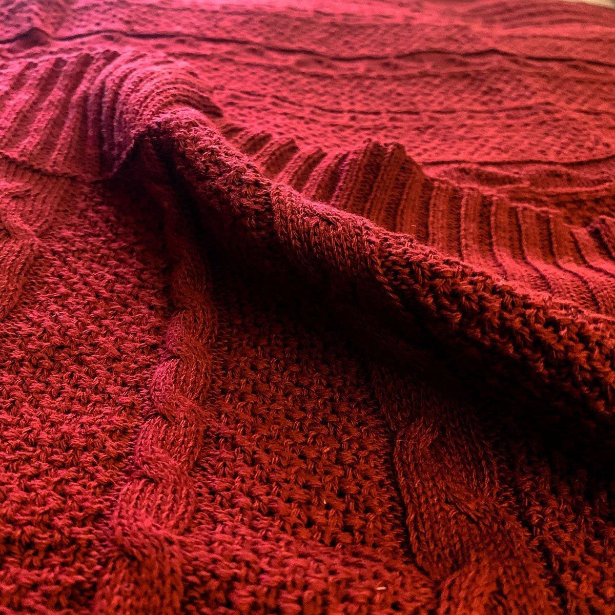 Gia Roma Throw Blanket Claret Knit Sweater Throw