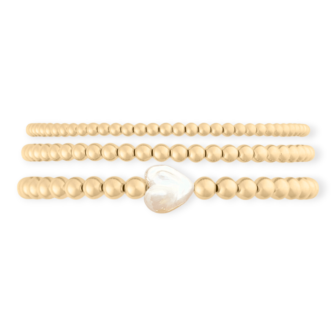 Cuffed by Nano LLC Pearl Heart Juno Bracelet Triple Stack
