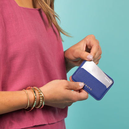 CASUPO Small Leather Goods Mag Safe Leather Wallet with RFID - Cobalt