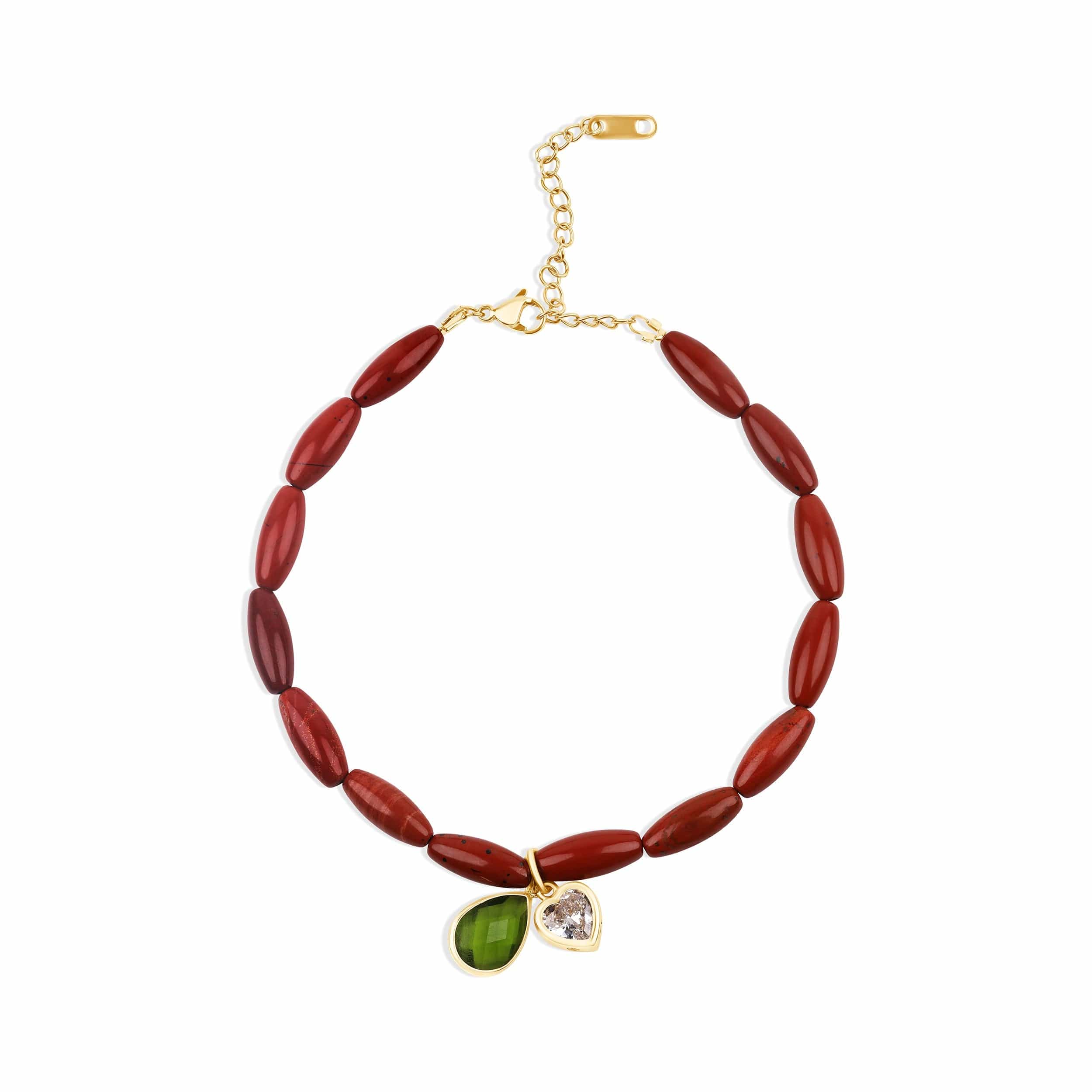 Hannah B by Hannah Bender Anklet Red Jasper Anklet with Gem Charms