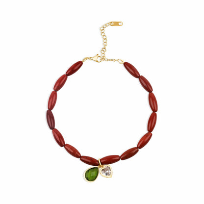 Red Jasper Anklet with Gem Charms