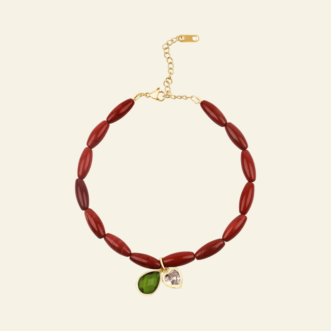 Red Jasper Anklet with Gem Charms