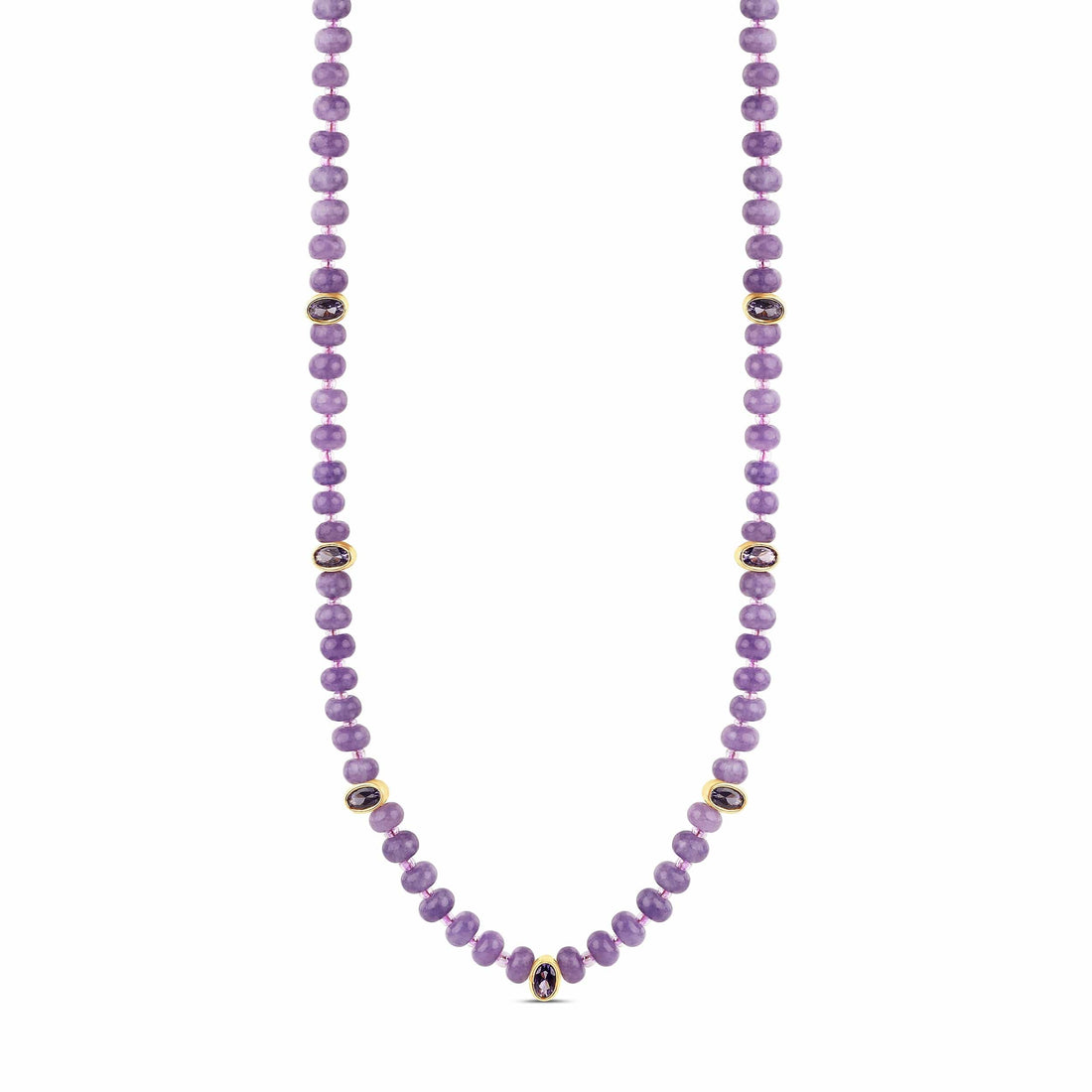 Lavender Amethyst Bead Necklace with Faceted Gem Accents
