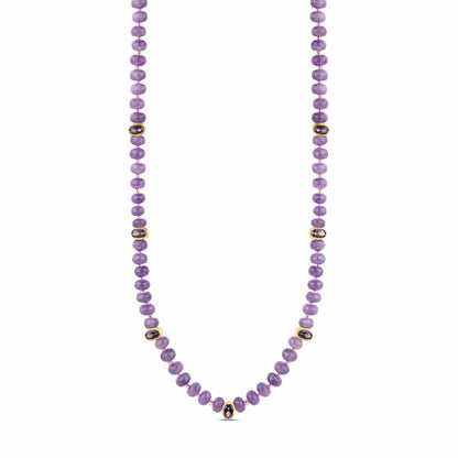 Lavender Amethyst Bead Necklace with Faceted Gem Accents