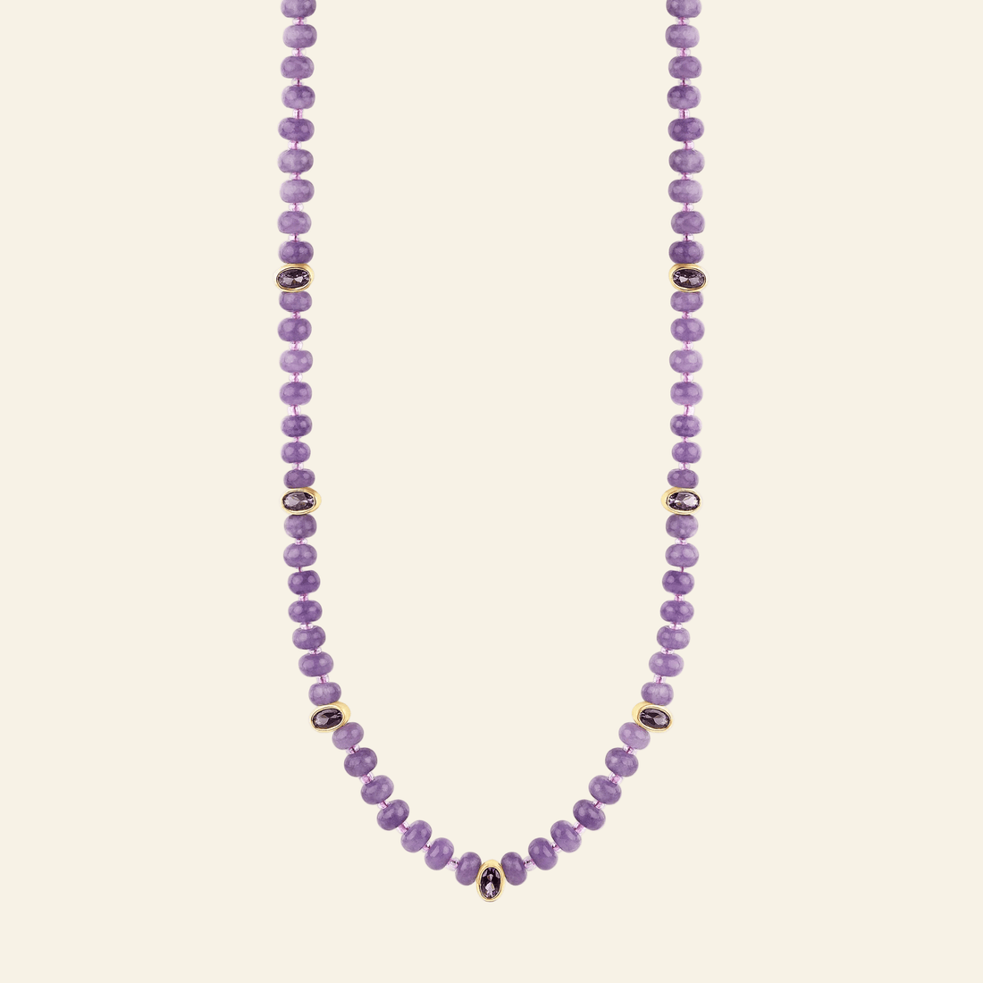 Lavender Amethyst Bead Necklace with Faceted Gem Accents