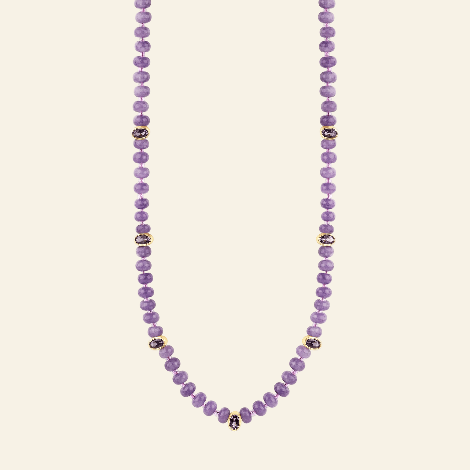 Lavender Amethyst Bead Necklace with Faceted Gem Accents