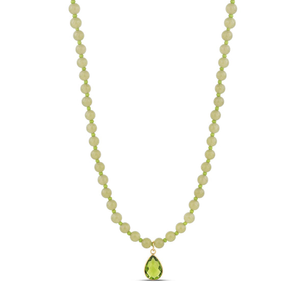 Hannah B by Hannah Bender Necklace Lime Jade Bead Necklace with Green Teardrop Pendant