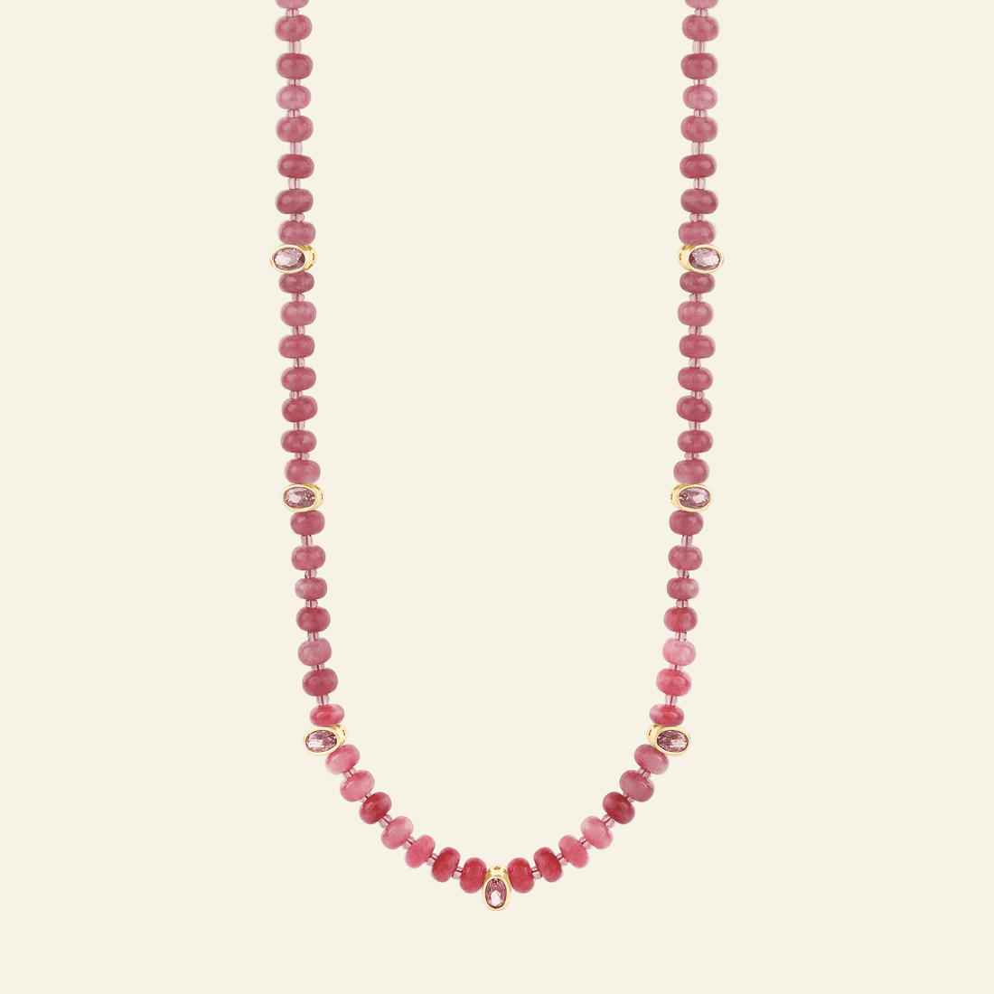 Pink Tourmaline Necklace with Faceted Gem Accents