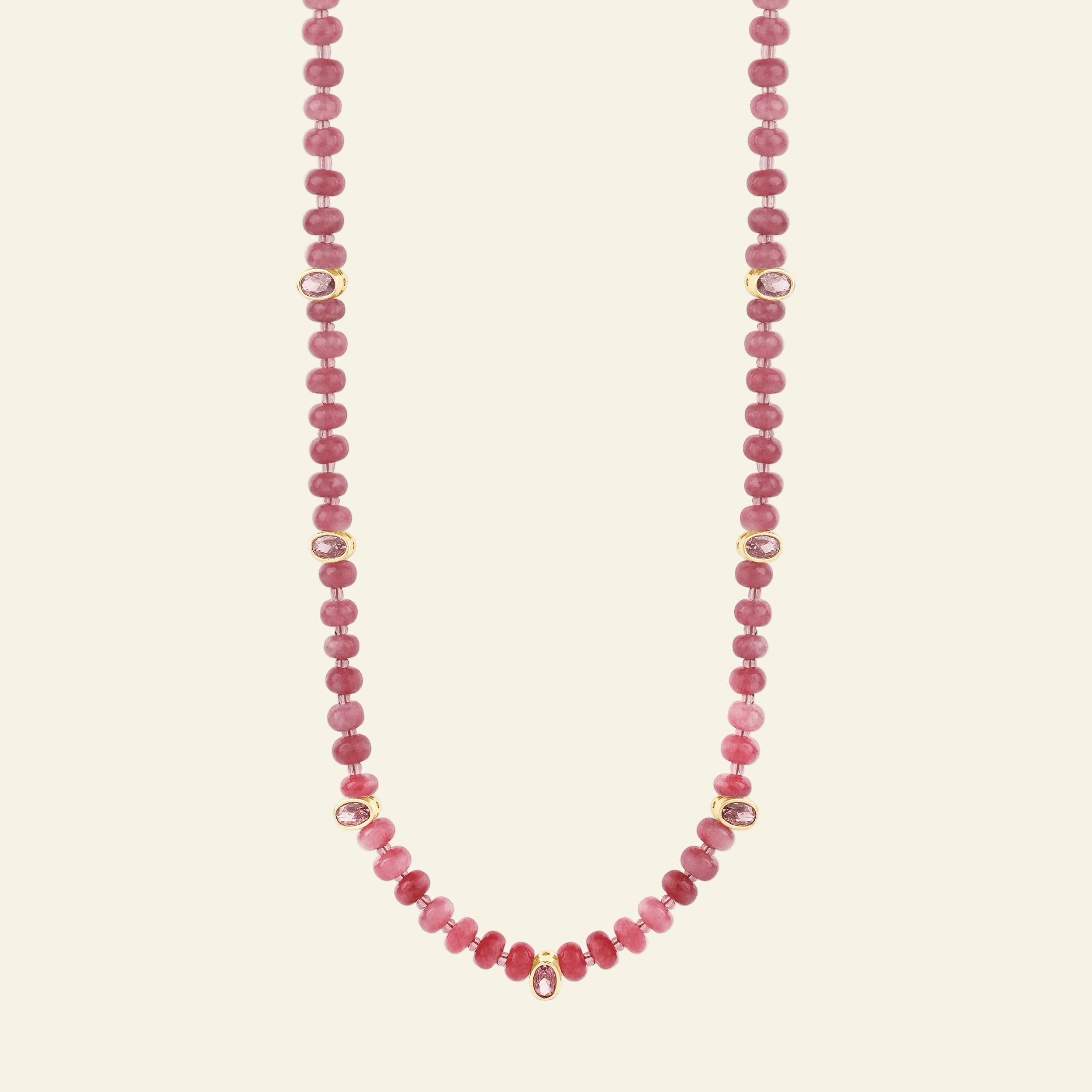 Pink Tourmaline Necklace with Faceted Gem Accents