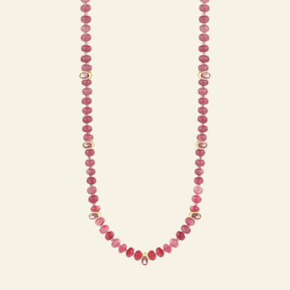 Pink Tourmaline Necklace with Faceted Gem Accents