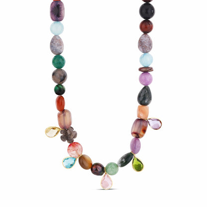 Rainbow Gemstone &amp; Crystal Drop Necklace