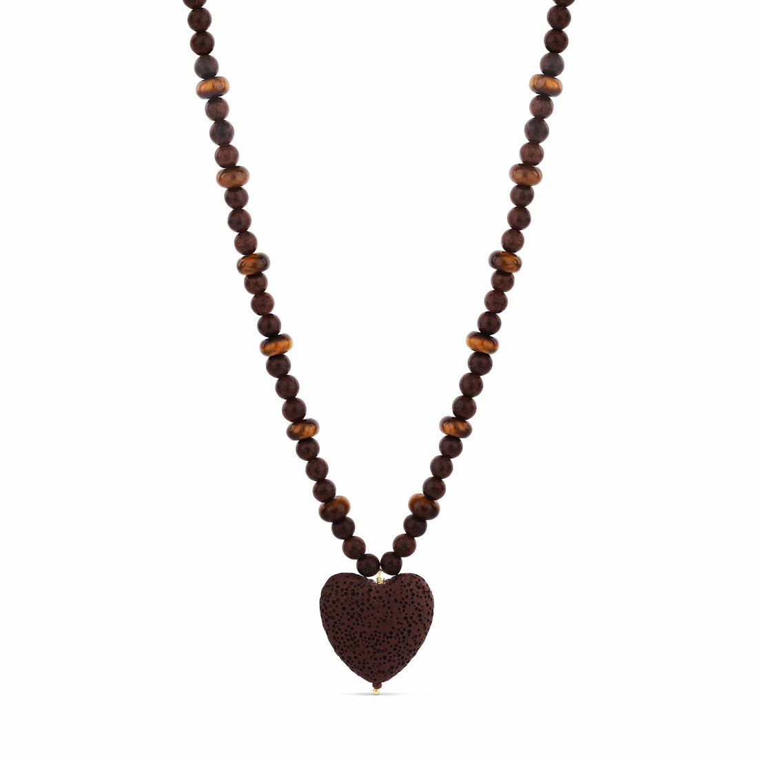 Lava Stone &amp; Tiger’s Eye Heart Necklace