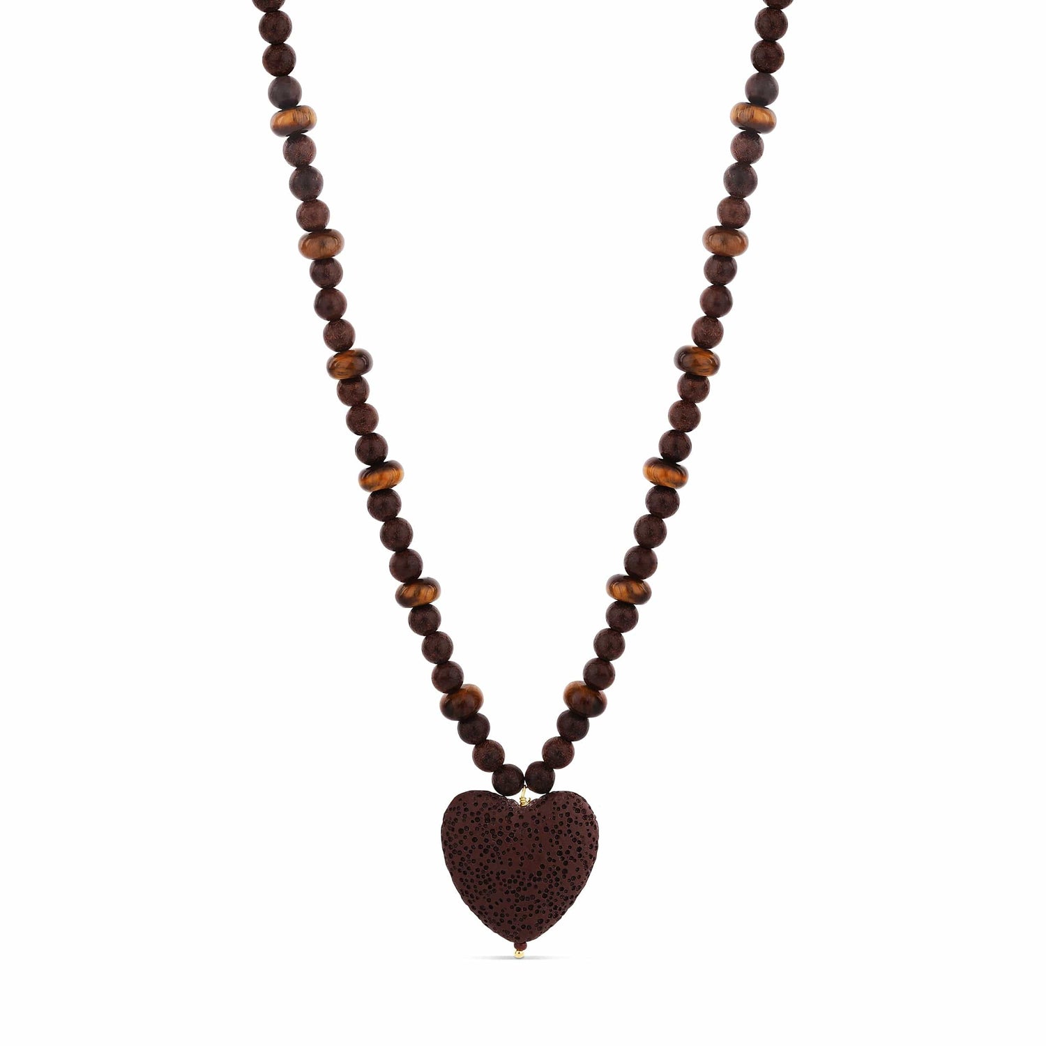Lava Stone &amp; Tiger’s Eye Heart Necklace
