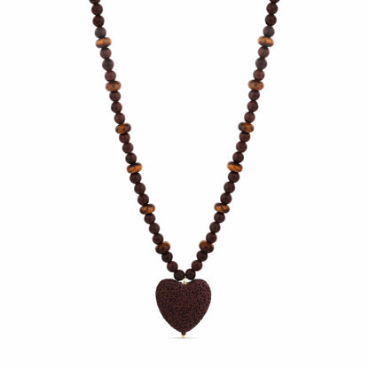 Lava Stone &amp; Tiger’s Eye Heart Necklace