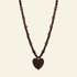 Necklace with heart-shaped brown pendant on a white background