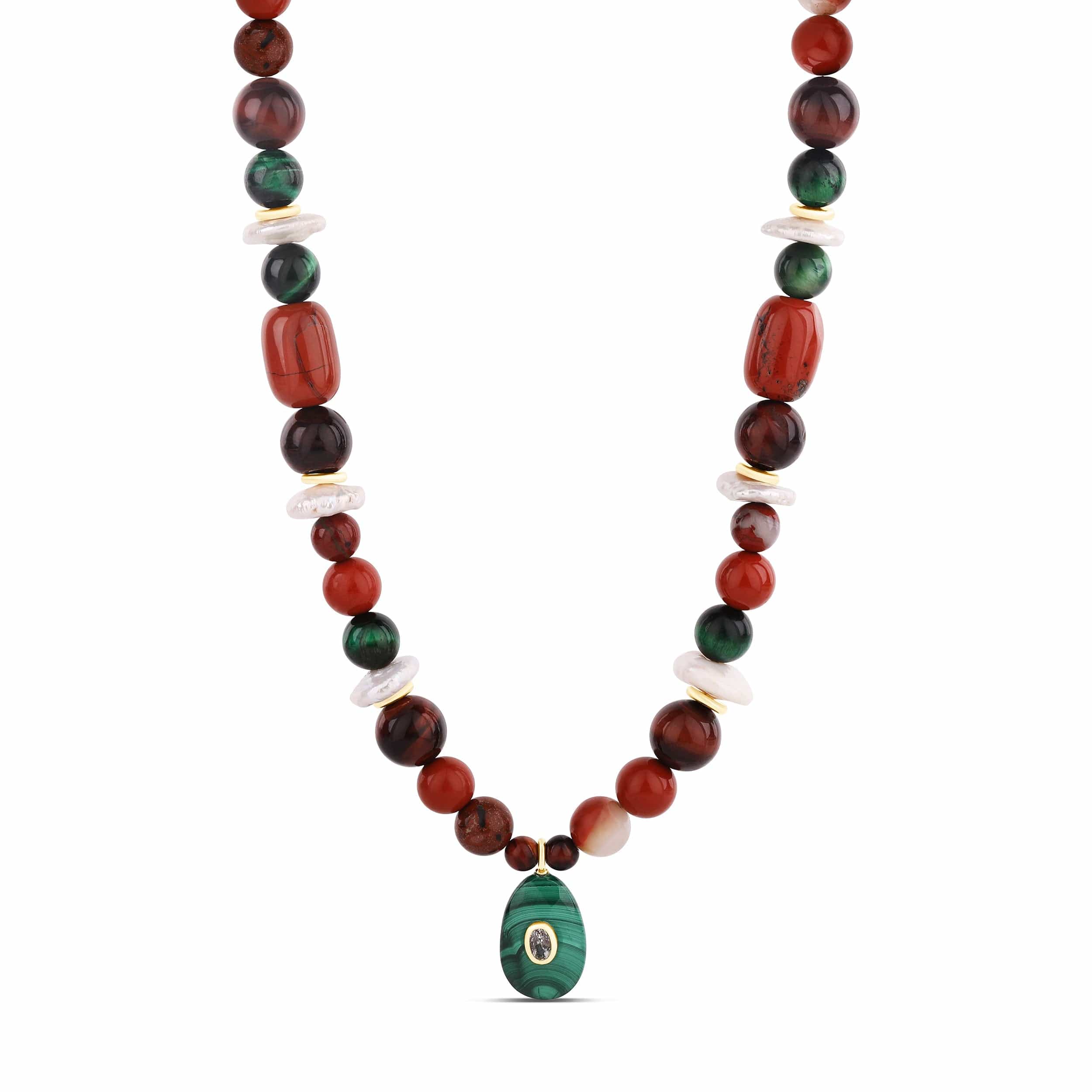 Hannah B by Hannah Bender Necklace Jasper &amp; Malachite Statement Necklace