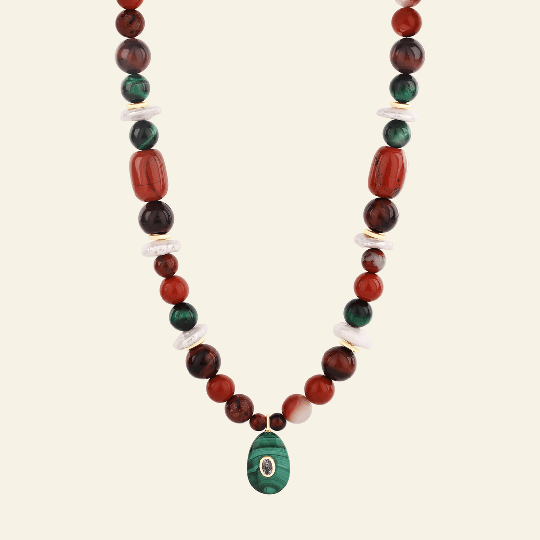 Jasper &amp; Malachite Statement Necklace