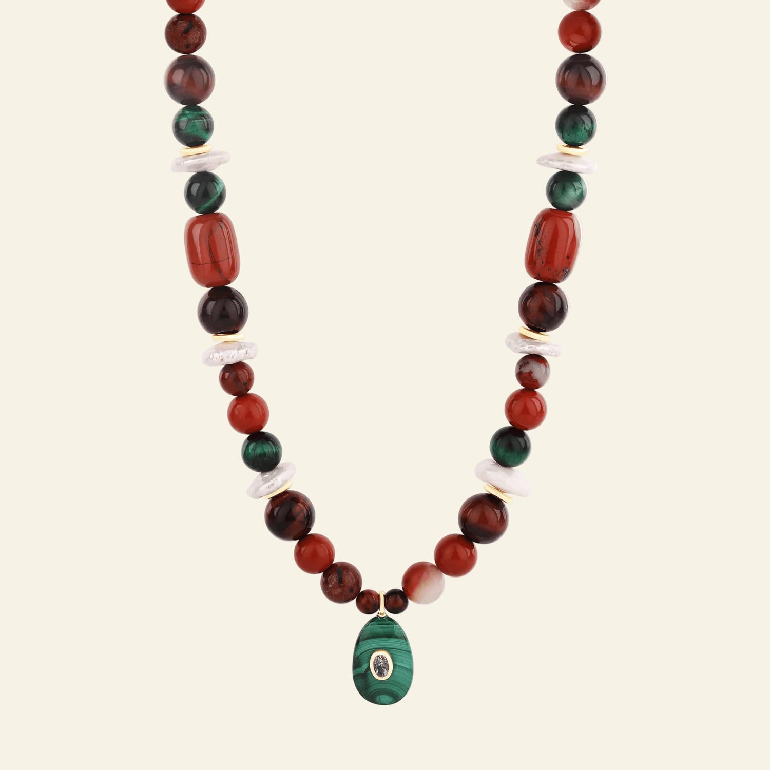 Jasper &amp; Malachite Statement Necklace