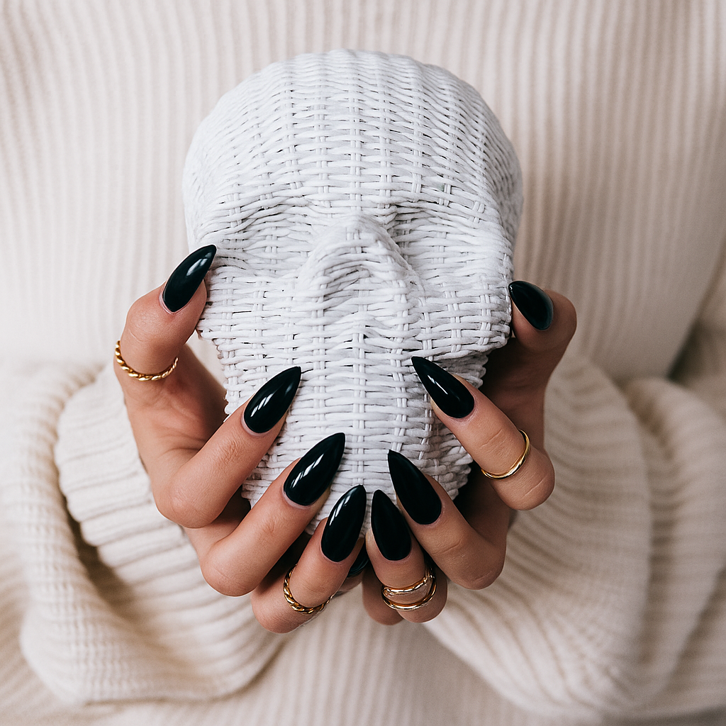 Skull Me Rattan-Style Skull Decor – Natural &amp; White Resin