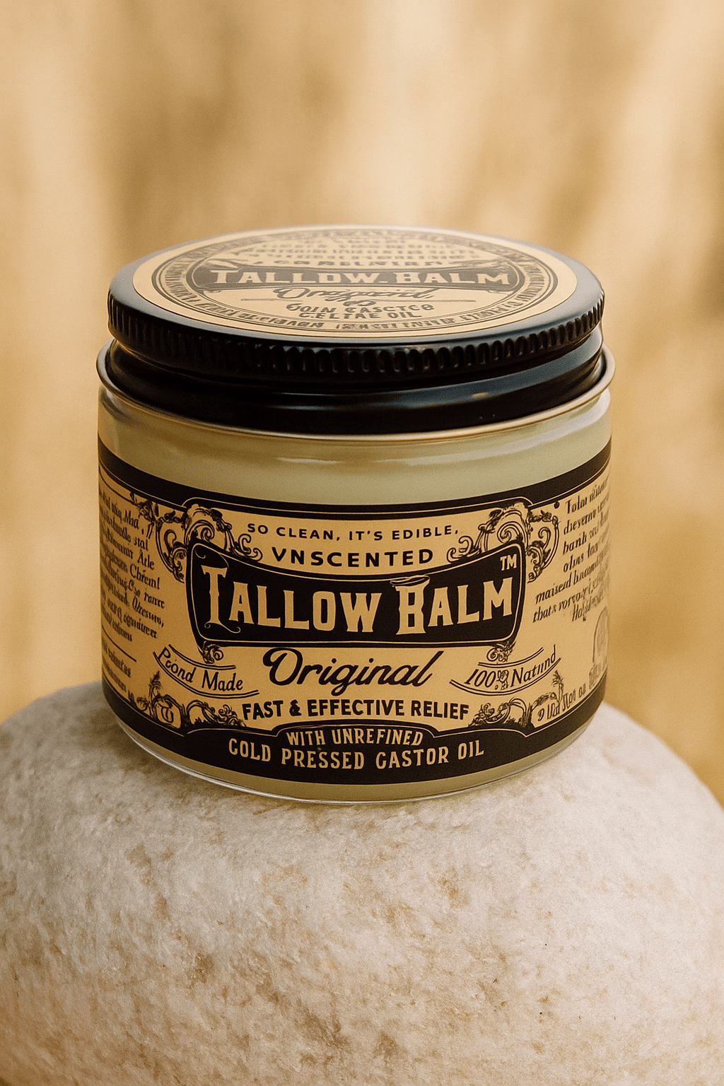 Roots and Leaves, LLC Tallow Balm Original- Unscented with Organic Castor Oil