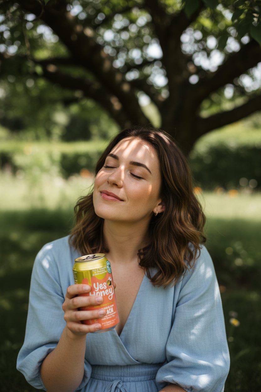 Yes Honey Drink Bee Vitalized Sparkling Honey Sweetened Peach Tea