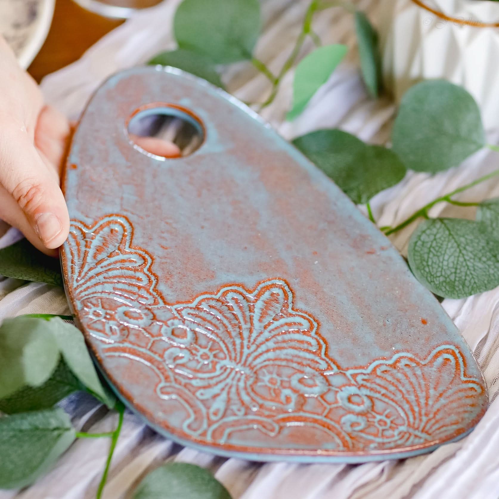 prodigalpottery Ceramic Blue Bell / Medium Ceramic Cheese Borad