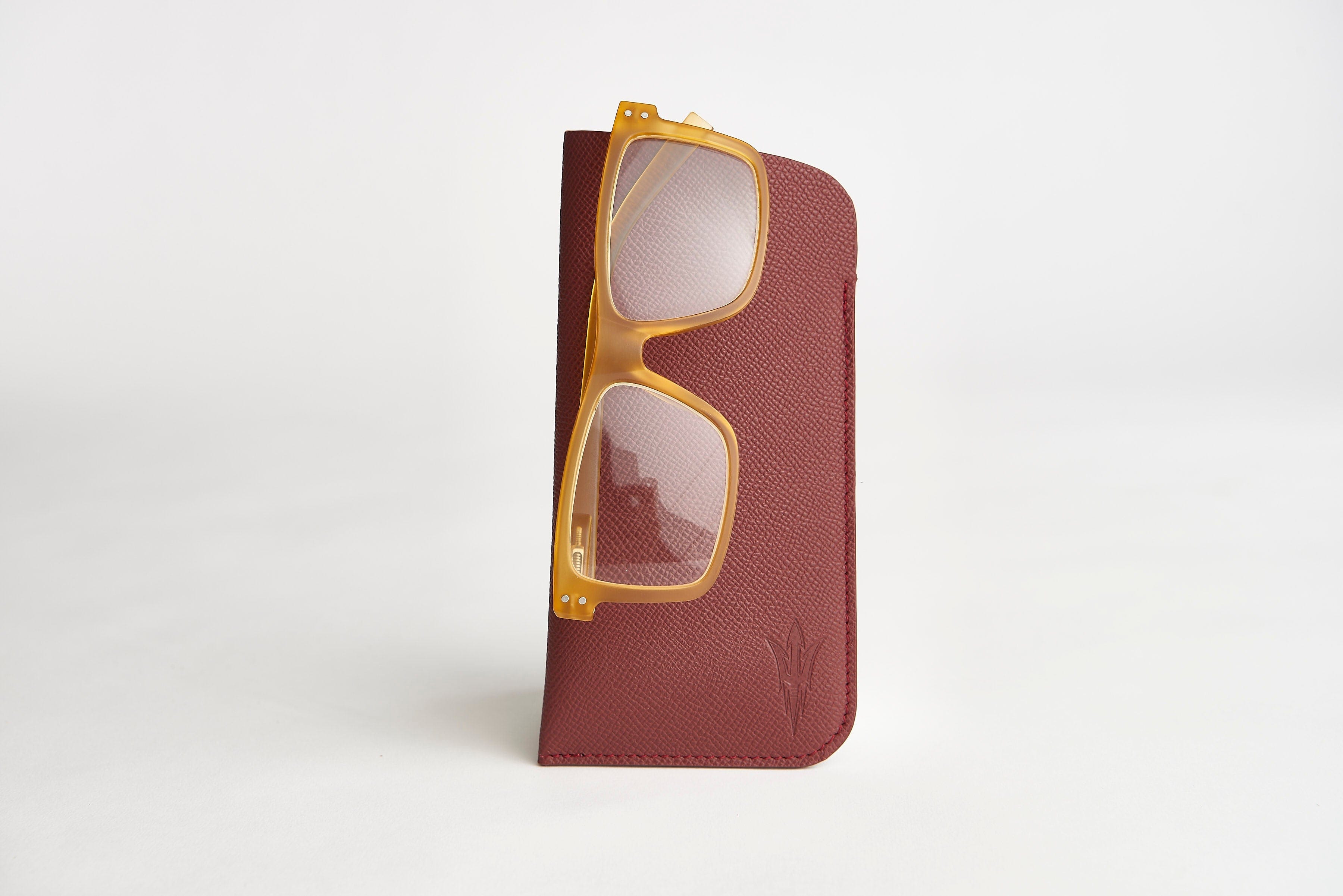ASU Maroon Epsom Leather Sunglass Case Holder
