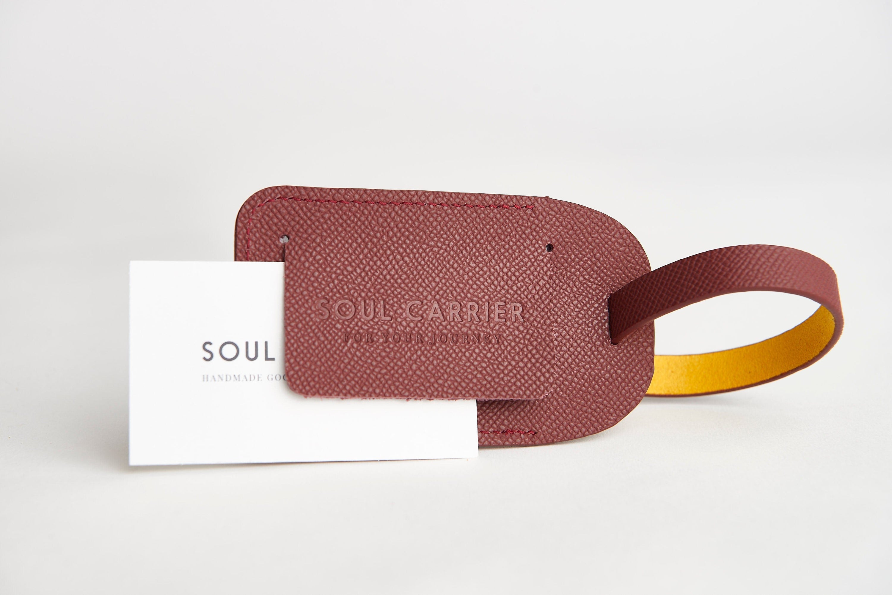 SOUL CARRIER Maroon ASU Maroon Epsom Leather Luggage Tag