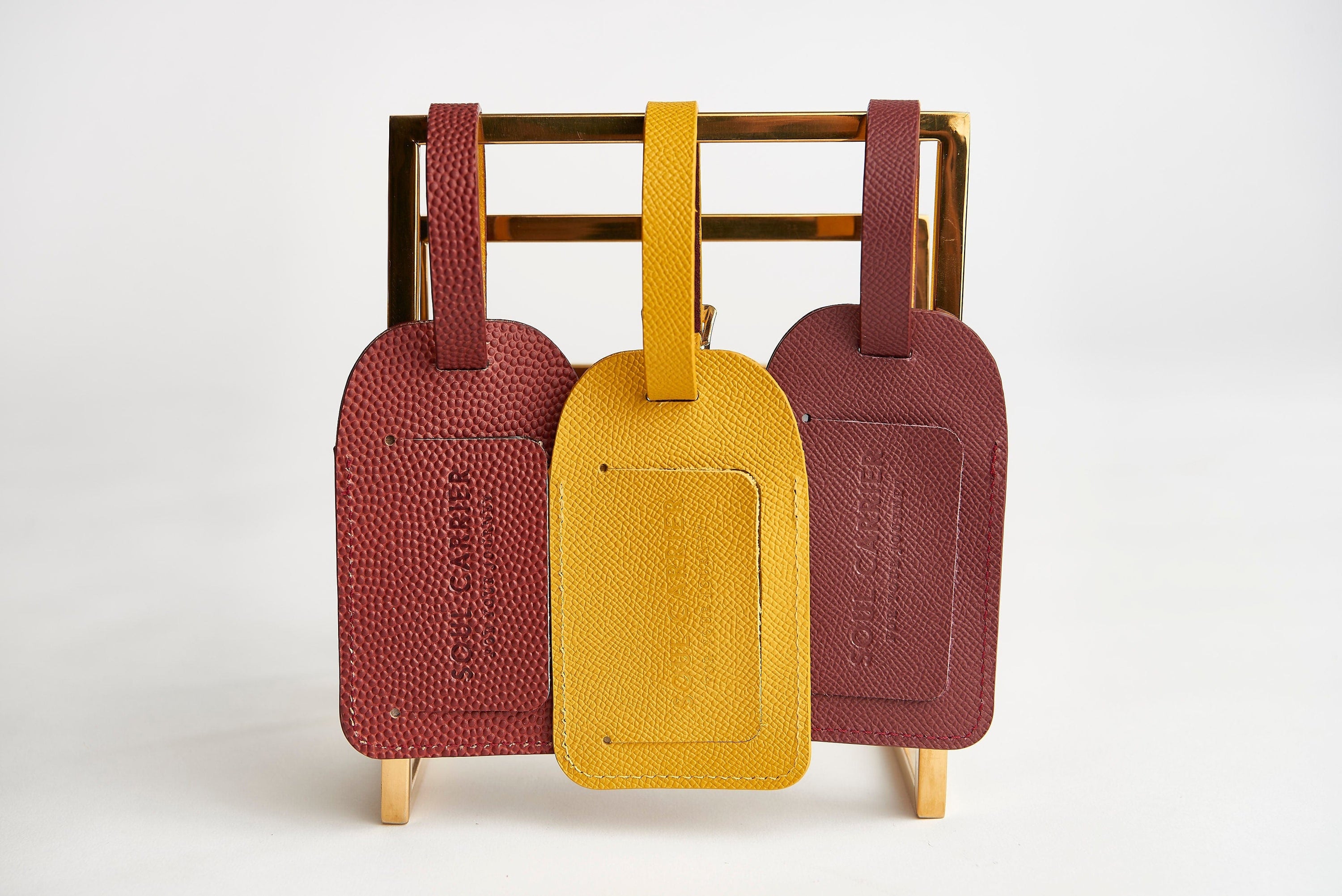 SOUL CARRIER Maroon ASU Maroon Epsom Leather Luggage Tag