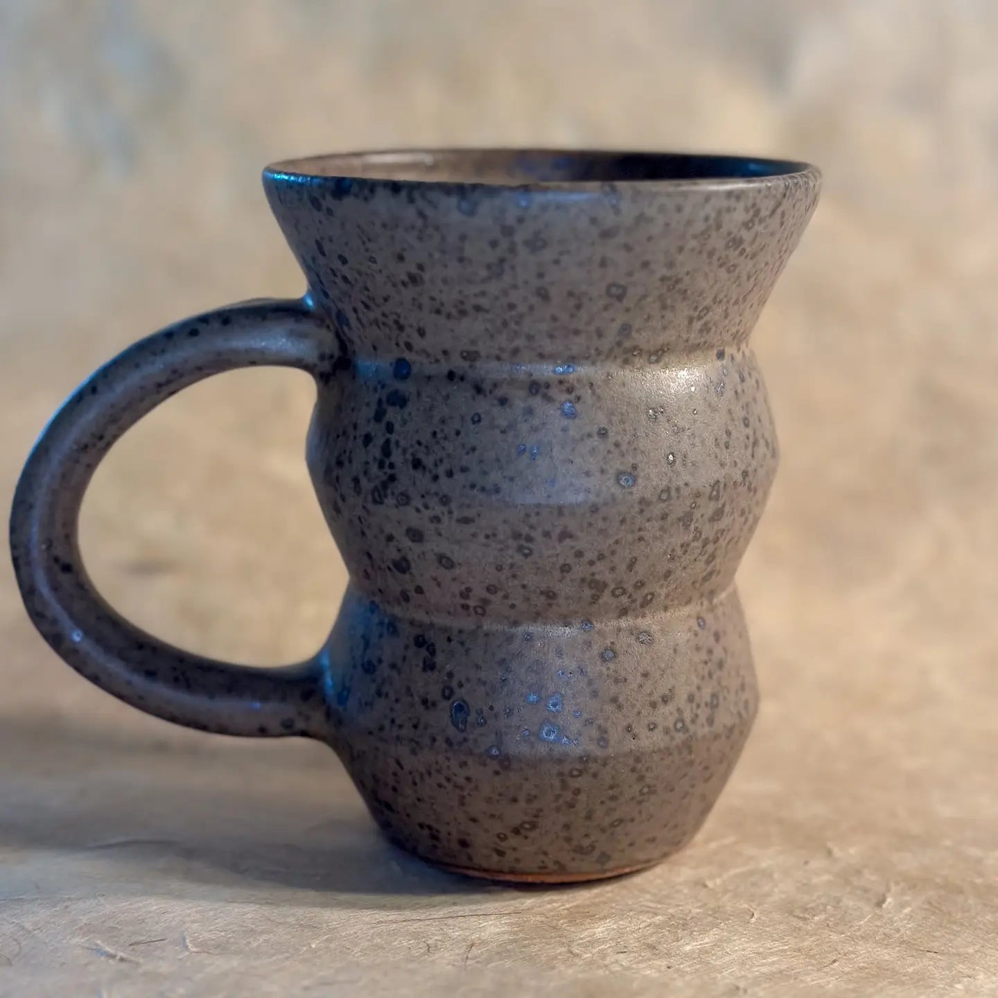 Olivia Snow Ceramics Mug Speckled Gray Handmade Angled Ceramic Mug