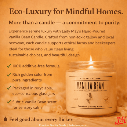 Lady May Tallow Candles Lady May "Classics" All Natural, Tallow &amp; Beeswax Candle