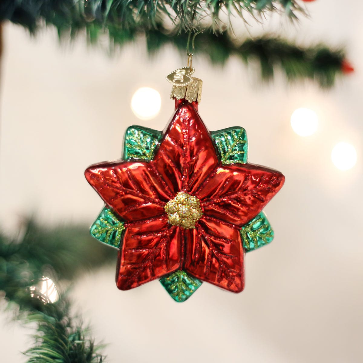 Old World Christmas 3.75 X 3.25 X 1.25 / 22028 Poinsettia Star Ornament