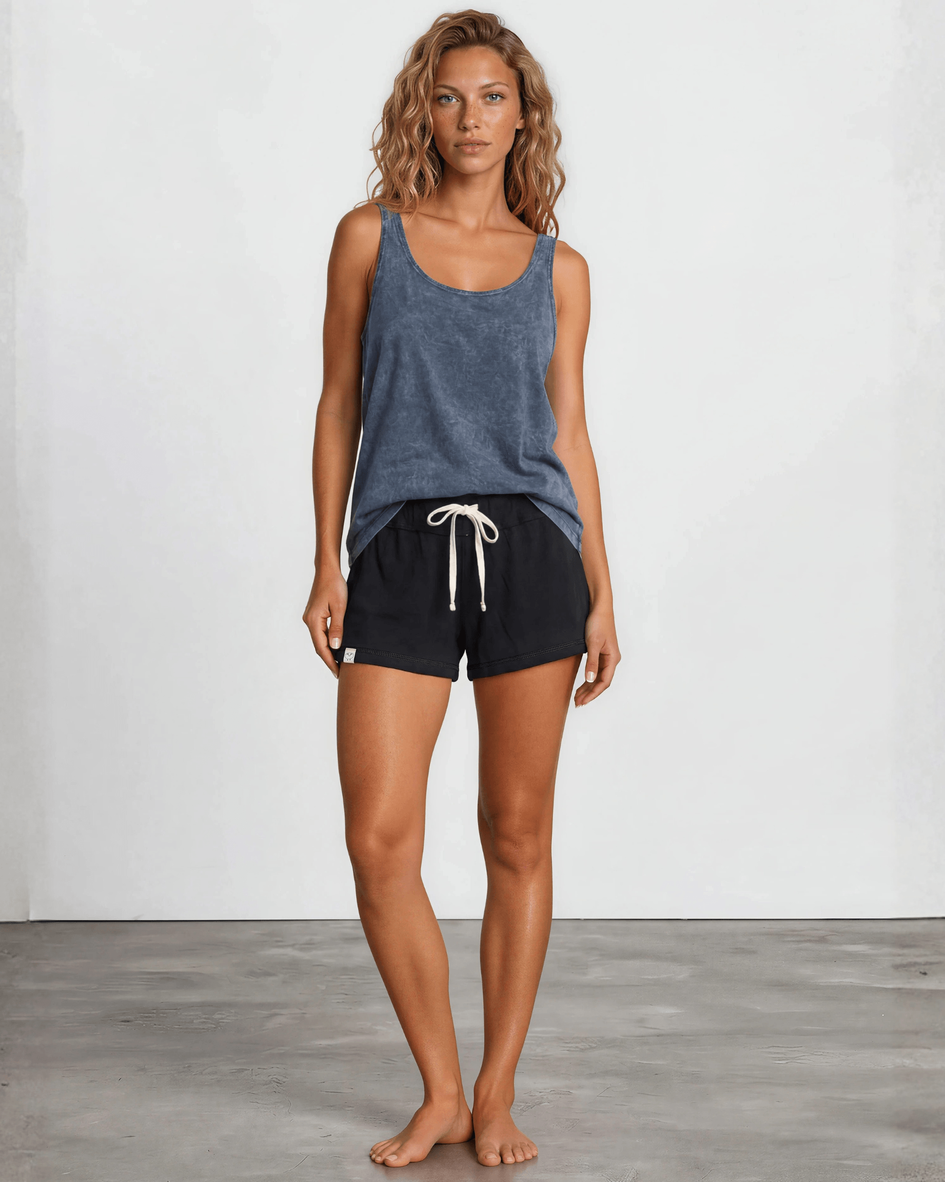 Classy Cozy Cool Sleeveless Tops and Tanks Tampa Bay Top Layer Tank Top in Dark Blue Grey Denim