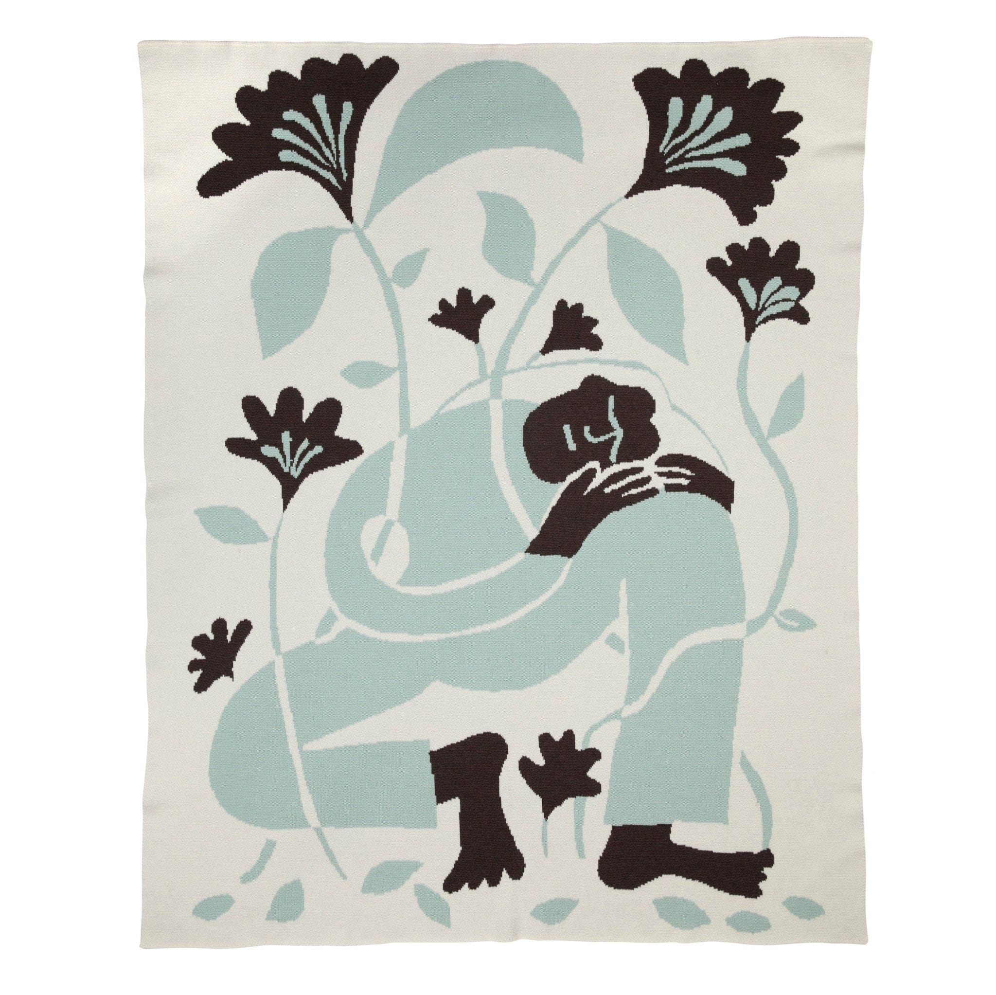Biquette Throw Blanket Spring in Merino Wool Grow Throw Blanket