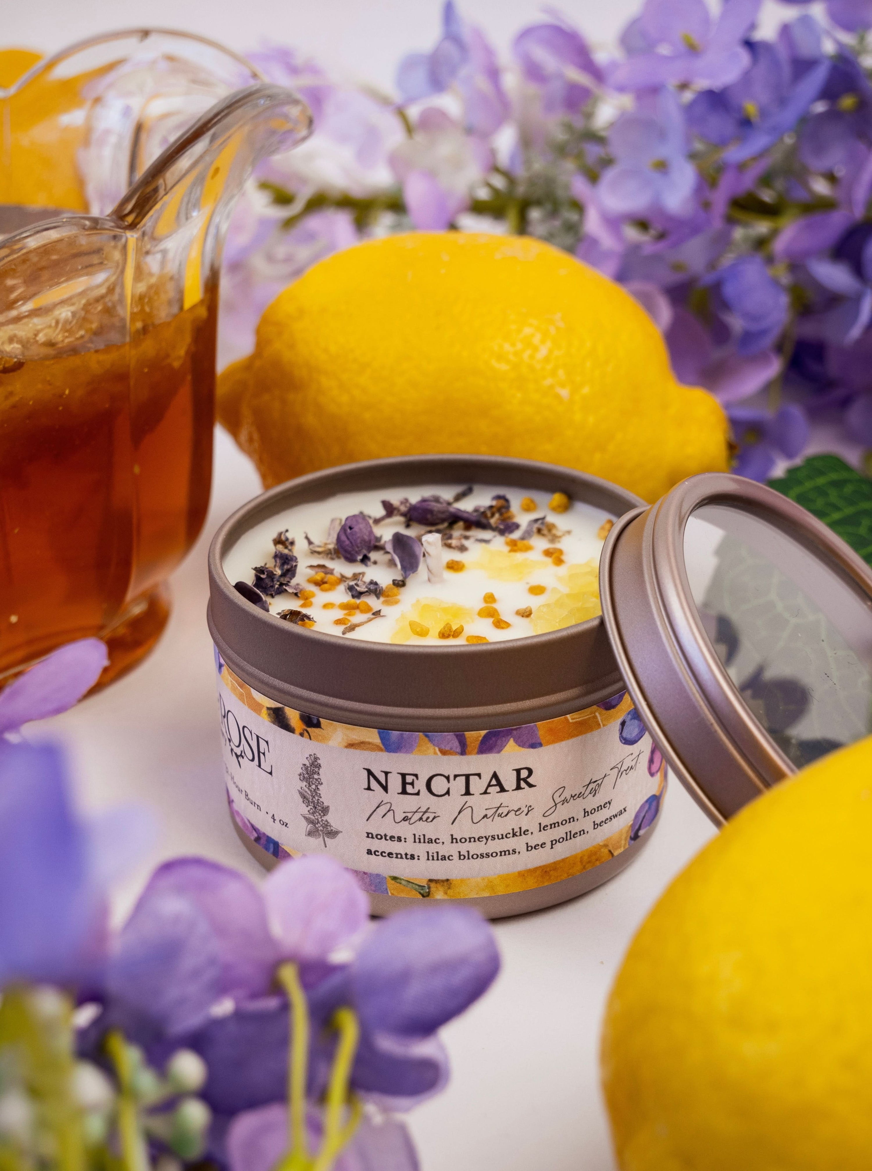 Ash &amp; Rose candle 4 oz NECTAR Lilac Lemon Honey Candle