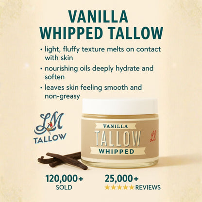 Whipped Tallow Trio - 9oz - Lavender, Vanilla, Eucalyptus Premium Quality All Natural Gift Box by The Lady May