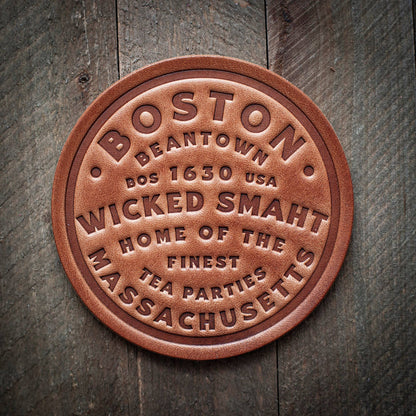 Boston Wicked Smaht/Smart Leather Coaster