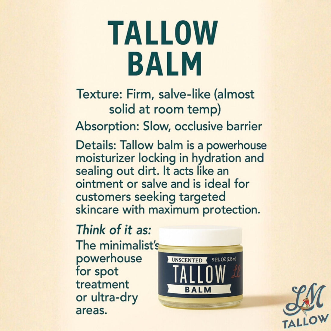 Lady May Unscented Tallow Balm – All-Natural Moisture &amp; Skin Repair