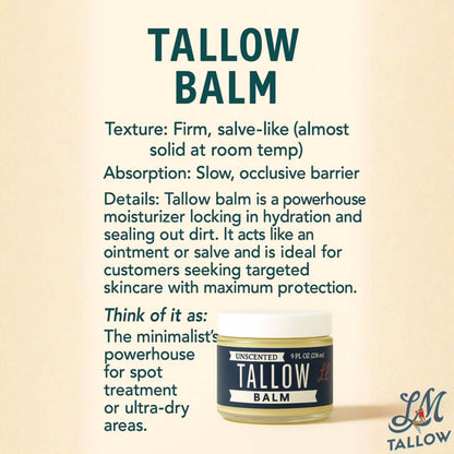 Lady May Tallow Body Cream/Lotion Unscented Tallow Balm – All-Natural Beef Tallow Moisturizer