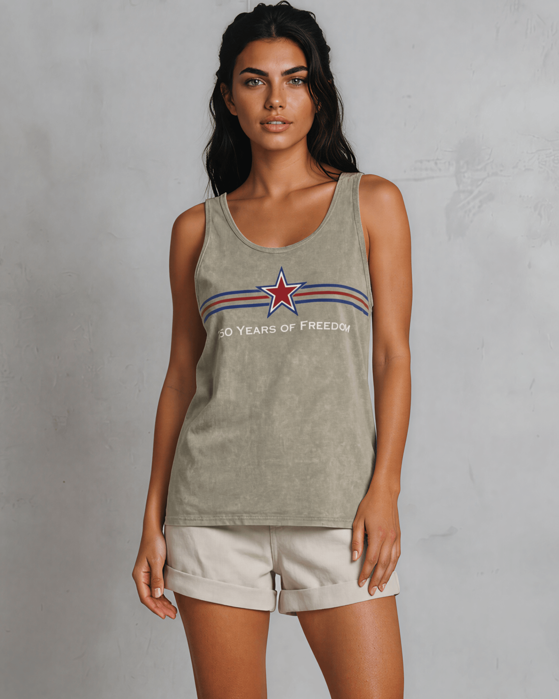 Crazy Cozy Cool Sleeveless Tops and Tanks 250 Freedom Star Graphic Tank Top | Made in USA | 4th of July