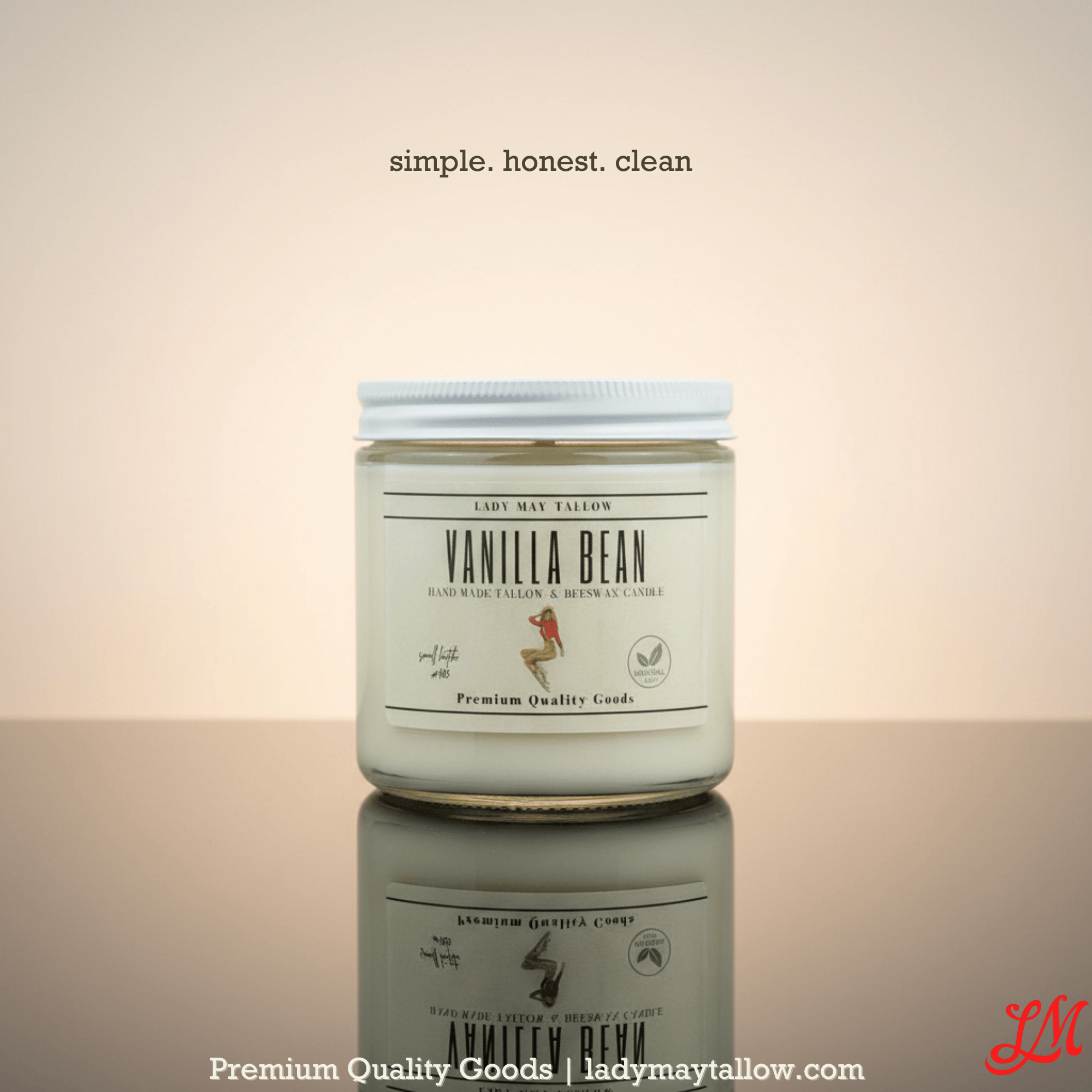 Lady May Tallow Candles Lady May "Classics" All Natural, Tallow &amp; Beeswax Candle