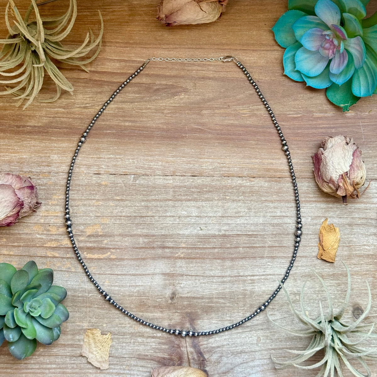 22" Graduated Sterling Silver Pearl Necklace – 3mm