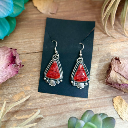Red Spiny Oyster Dangle Earrings by Shay Pfeiffer