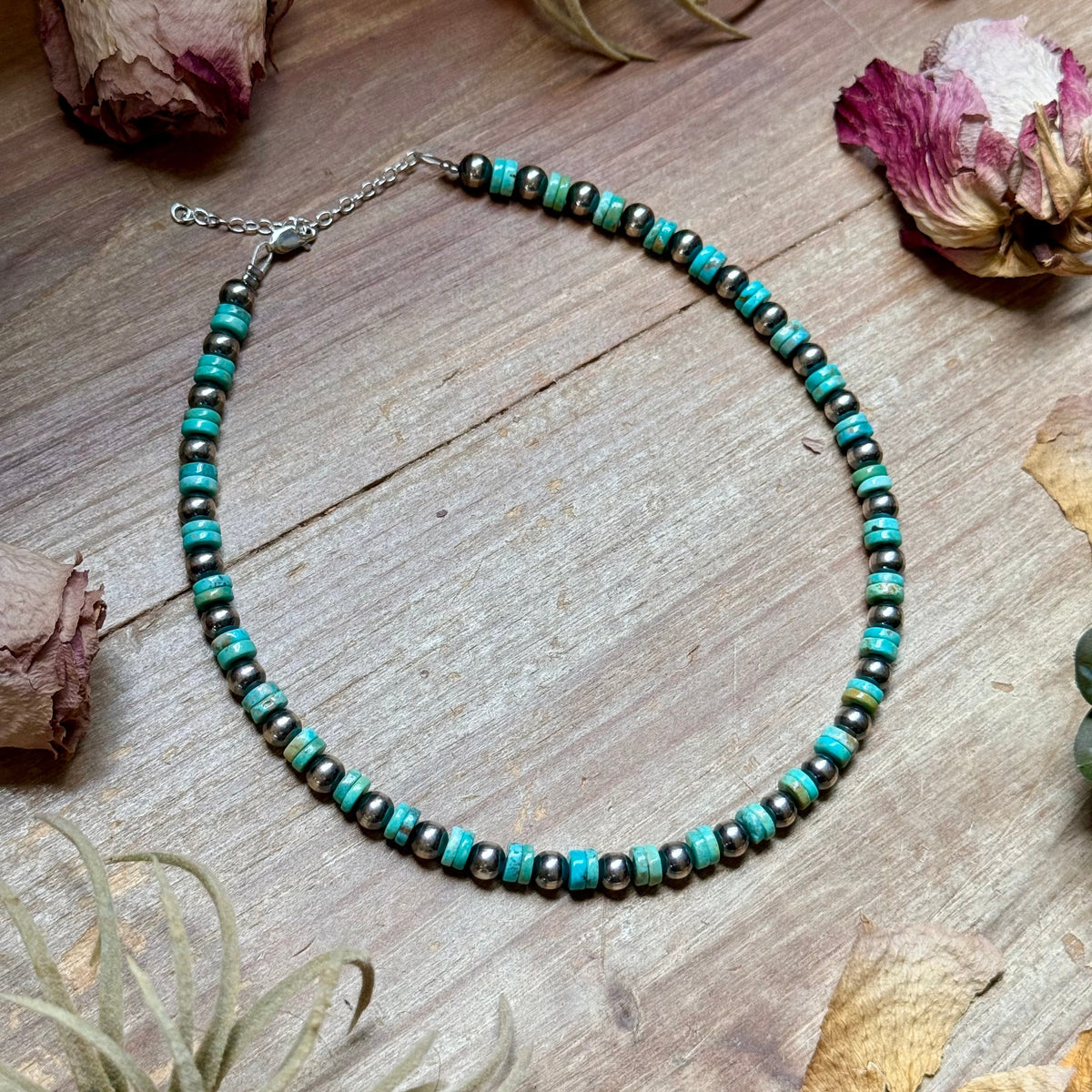 14" Sterling Silver Pearl &amp; Heishi Choker – 6mm