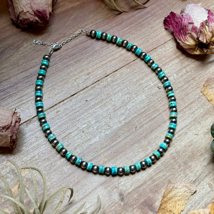 14" Sterling Silver Pearl &amp; Heishi Choker – 6mm