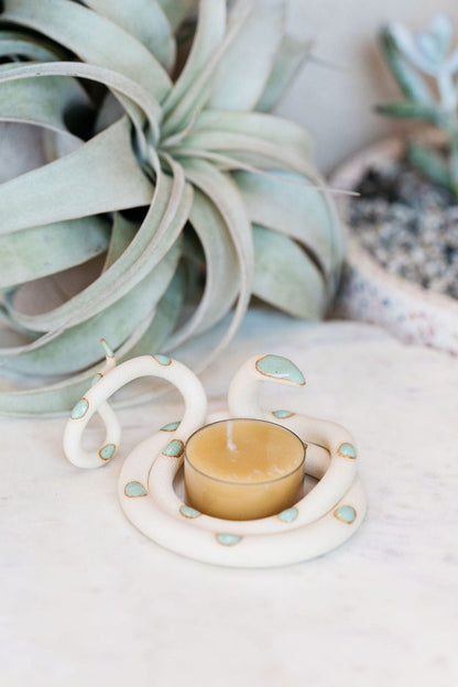 Carter + Rose Sylvia Ceramic Snake Tealight Holder