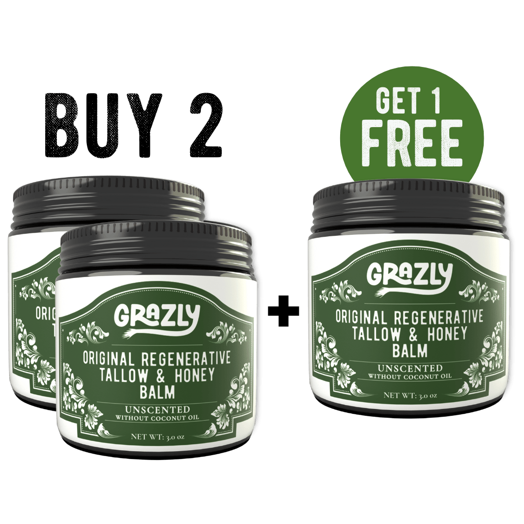 Grazly Without Coconut Oil / Buy 2 Get 1 Free Original Tallow &amp; Manuka Honey Balm