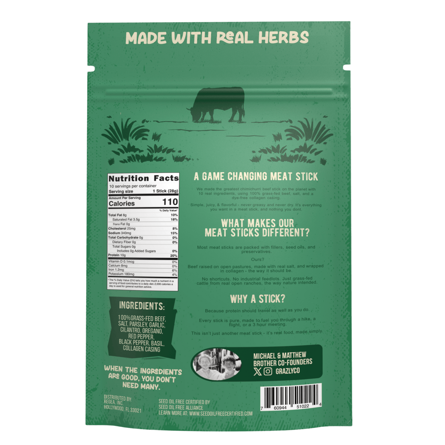 Grazly Chimichurri Beef Meat Sticks