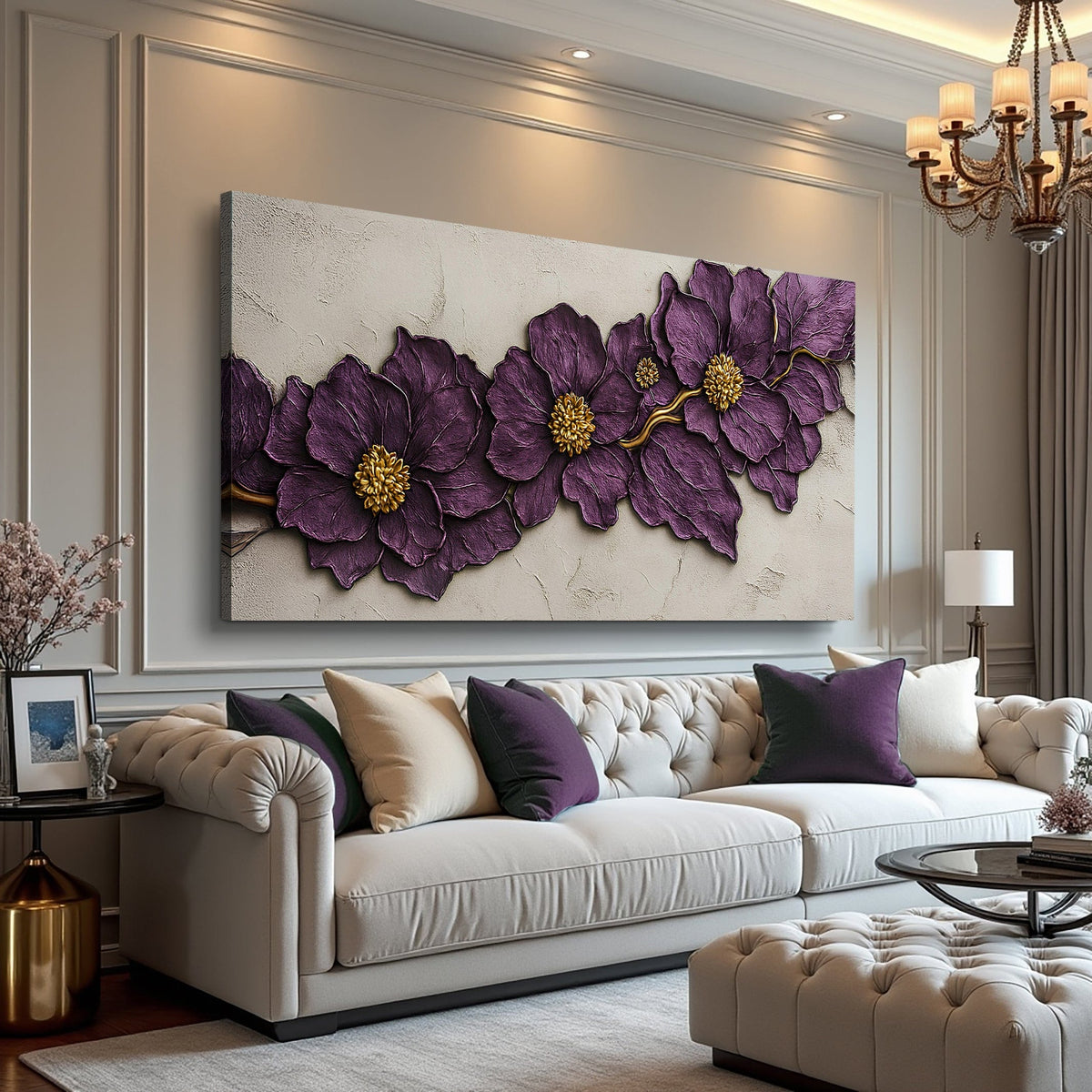 Tailored Canvases Canvas Purple Flower Plaster Wall Art