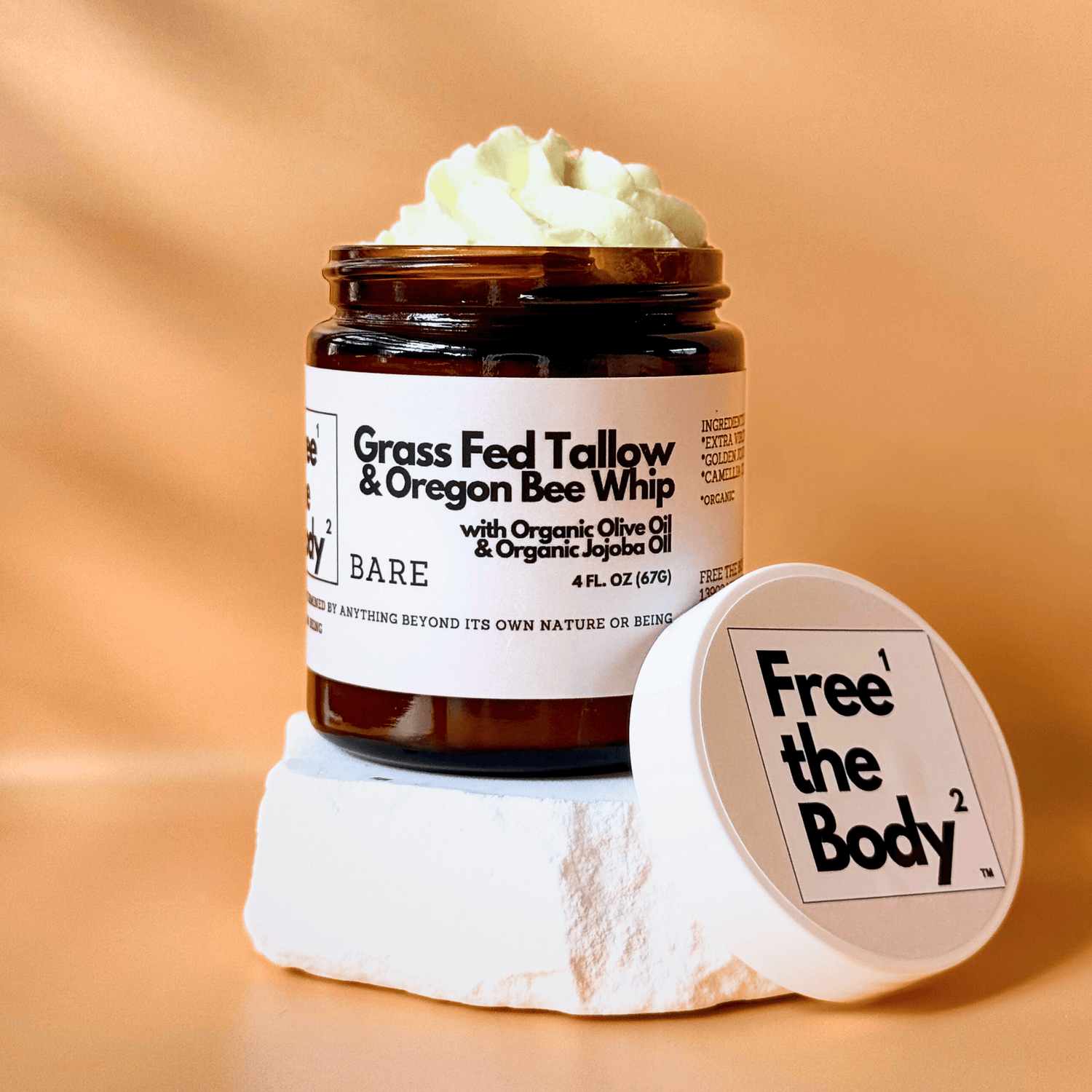 Free the Body Co. Moisturizers Bare (unscented) Grass Fed Tallow and Oregon Bee Whipped Balm - Bare - 4 oz